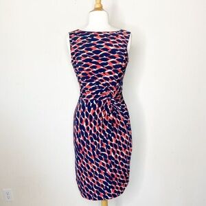 Cache Red Blue Twisted Dress